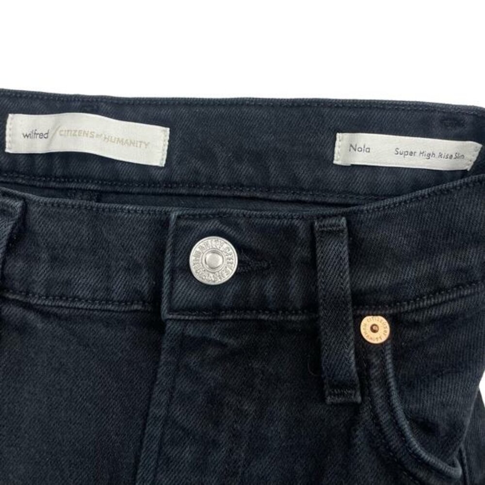 WILFRED X CITIZENS OF HUMANITY Nola Super High Rise Slim Jean Sz 25 Washed Black - Picture 5 of 7